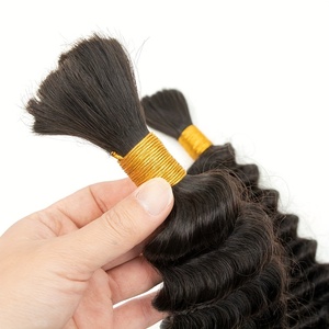 Capelli Umani Ricci Profondi Neri per Intrecciare, Colore Nero, Capelli Ricci a Onda Profonda per Trecce, Colore Nero Intenso - Product Image 2