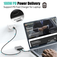 Adaptor Splitter USB-C ke Dual 4K, Konverter USB Type C ke Monitor Ganda 4K 60HZ, Hub USB C
