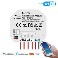 Module de commutation intelligent WiFi, interrupteur 1/2 voies, pour prise de commutateur, commande à distance, application Tuya Smartlife, RF433, 4 boutons