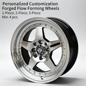 Jantes en alliage Flowtone Wheels Source Factory 15 pouces, finition noire usinée, 15x7/15x8 ET25/35 4x100/108 CB73.1, jantes de course pour voitures - Product Image 2