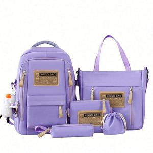 Wholesale Girls Geometric Zipper School <b>Backpack</b> with USB 20-36L Large Capacity Canvas for High School & Primary Students - Product Image 3