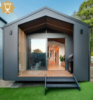 Maisonnette portable de 20 pieds avec revêtement de sol SPC, conteneur extensible à double aile, fabriqué en panneaux sandwich bois-acier