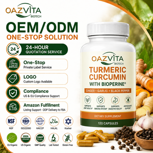 OAZVITA OEM Complément Alimentaire en Capsules de Curcuma Naturel, Curcumine, Poivre <span class=keywords><strong>Noir</strong></span>, Fibres Alimentaires, Racine de Gingembre, <span class=keywords><strong>Ail</strong></span> - Product Image 1