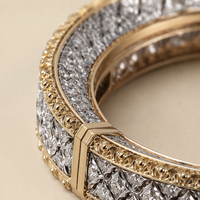 Bague Articulée Mylove en Laiton Plaqué Or Bicolore avec Micro-Pavé de Zircons Blancs CZ, Style Luxe pour Femme