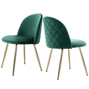 Vente en gros de chaises modernes en velours doux sans accoudoirs chaises de restaurant à dossier haut rembourrées