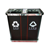 Poubelle de recyclage extérieure ProMfg AL-5334 à double compartiment grande capacité en acier inoxydable, écologique, pour zones commerciales et urbaines