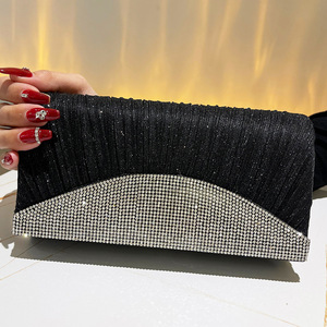 Bolso de mano brillante plisado con diamantes de imitación, bandolera, clutch, bolso de noche hecho a mano para fiesta - Product Image 3
