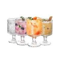 6Pcs Whisky Verres À Vin 10Oz Vintage Tournesol En Relief Boire Verre Tasses Dessert Ménage Eau Jus Tasse Gobelet