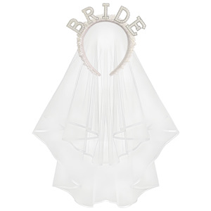 LUOXIN Accessoire de cheveux romantique pour mariées Fête de <span class=keywords><strong>mariage</strong></span> Perle Cristal <span class=keywords><strong>avec</strong></span> bandeau en voile - Product Image 1