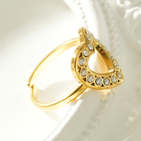 Bague creuse en acier inoxydable plaqué or 18 carats avec finition dorée brillante et incrustation de zircone, style ouvert, pour mariage, usage quotidien, cadeau