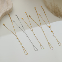 Bracelet de main en acier inoxydable plaqué or PVD avec zircon, chaîne de doigt minimaliste, bracelet harnais pour femme, bijoux quotidiens