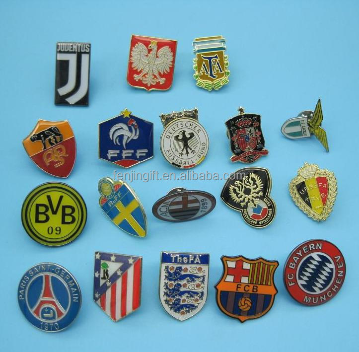 ユーロサッカーバッジ卸売チームピン高品質金属エナメル
