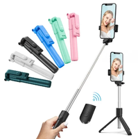 Nouveau 2026 pour dropshipping : Perche à selfie sans fil Bluetooth, mini trépied monopode extensible avec lumière d'appoint et télécommande pour téléphones iOS et Android