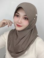 2024 Meilleures Ventes Hijab Instantané Ninja Femme Chapeau Doux d'Été Sous-Voile Pratique avec Aiguille Perle Couleur Bonbon Unie Légère