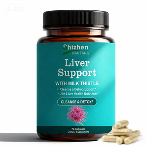 Capsules <span class=keywords><strong>de</strong></span> soutien hépatique naturel avec chardon-Marie, 70 unités, pour la purification et la détoxification du foie - Product Image 1