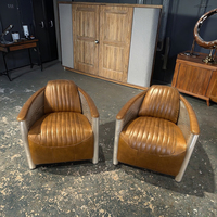 Fauteuil inclinable de style loft industriel rétro, design vintage en cuir à dossier ailé, rembourrage en mousse durable, pour salon, appartement, hôtel