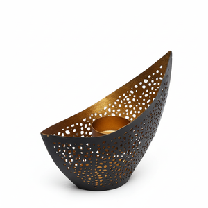 Bougeoir en T antique en fer au design de luxe Finition en feuille d'or Fabrication de bougeoirs de couleur marron - Product Image 1