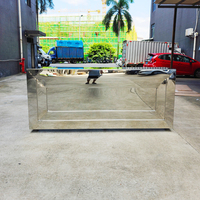 Table de bar longue de luxe en acier inoxydable poli miroir argenté pour banquet de mariage