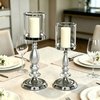 Porte-bougie Hurricane, élégant chandelier à tige haute, bougie pilier en option, taille et finition personnalisables pour table de mariage et décoration intérieure
