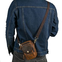 Hete Verkoop Fabrikant Groothandel Taille Telefoon Heuptasje Mode Banaan Heuptas Echt Lederen Crossbody Borsttas Voor Heren