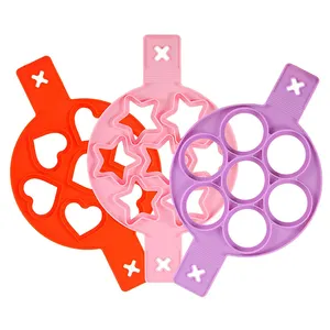 עגול צורה הלב לאפייה תבנית תבנית לשימוש חוזר ביצית סיליקון שמיש להכנת טבעת לביבות וביצים מטוגנות - Product Image 1