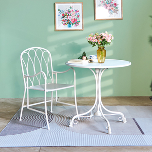 Vintage Modern Farmhouse Indoor Outdoor Metal <b>Industry</b> Furniture Durable Easy Assembly Decorative White Dining Coffee <b>Table</b> - Product Image 2