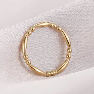 Großhandel einfache runde Perlen Gold/Roségold Fingerring für Frauen Edelstahl Schmuck