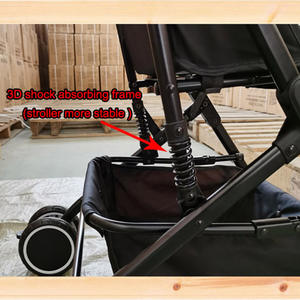 รถเข็นเด็กแบบพับได้ไวซ์เซนเลพร้อมพนักพิงและหลังคาปรับระดับได้และที่วางเท้า สีดำ - Product Image 6