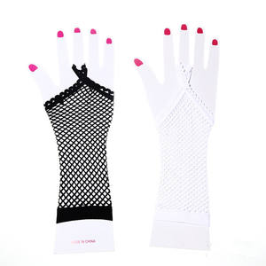 Guantes de Malla de Nailon Sexys MIO con Lazo para el Dedo, Guantes Largos de Media Mano con Encaje de Malla Negra Elástica para <span class=keywords><strong>Mujer</strong></span>, Decoración para Fiestas y Bailes - Product Image 2