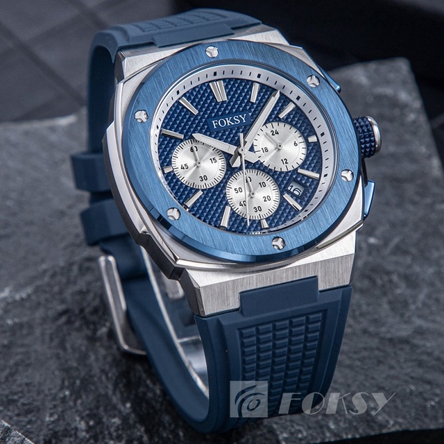 Luxury Sport Business Fashion Chronograph Watch Analog Dial Quartz Waterproof Silicone Strap Japanese Hand Watch Custom Logo