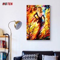 Peinture à l'huile abstraite moderne peinte à la main, fille et garçon nus, art sur toile, peinture au couteau à palette, marque HOTEN originale pour la chambre à coucher
