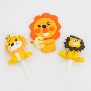 Cartoon Lion Cake Toppers Handmade Polymer Clay Animal Decorations For Birthday Children's Day Party Supplies - Product Image 2