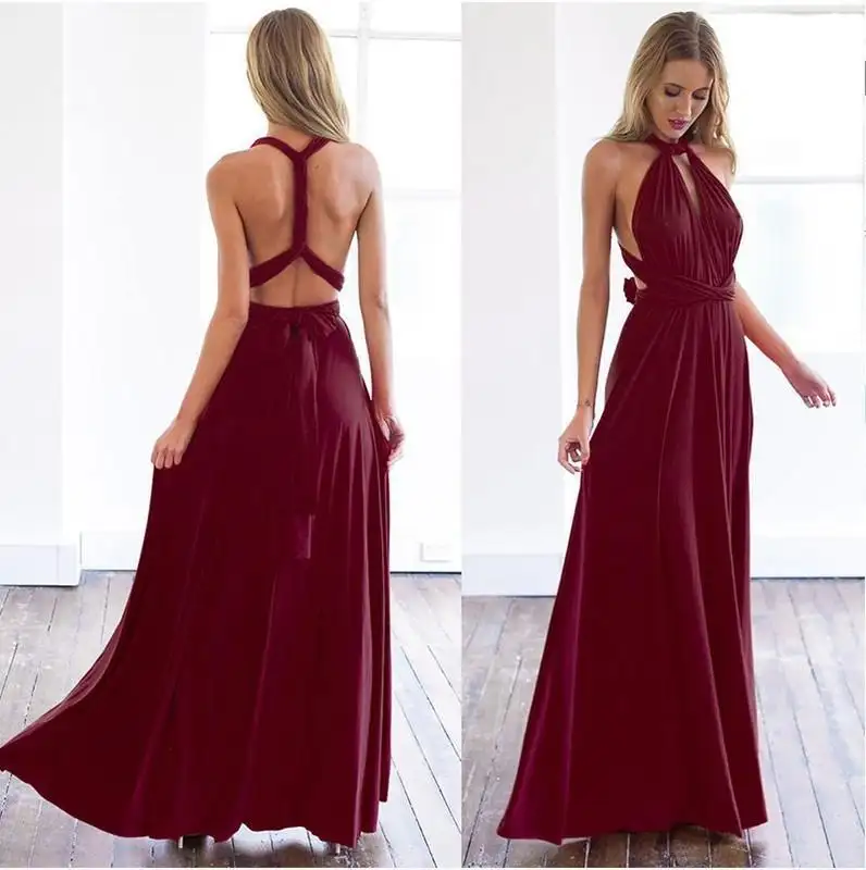 Robe Maxi Longue rouge Sexy pour femmes, tunique enveloppante, avec châle, pour demoiselle d'honneur, style Boho, soirée, boîte de nuit,