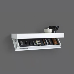 <b>Wall</b> <b>Mounted</b> Wooden Storage <b>Shelf</b> With Drawer Natural Wood Color Rectangle Shape Durable Home Decor - Product Image 3