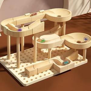 Ensemble <span class=keywords><strong>de</strong></span> blocs <span class=keywords><strong>de</strong></span> construction en bois pour circuit <span class=keywords><strong>de</strong></span> <span class=keywords><strong>billes</strong></span>, jouet éducatif pour enfants, jeu <span class=keywords><strong>de</strong></span> puzzle Montessori, ensemble <span class=keywords><strong>de</strong></span> jeu <span class=keywords><strong>de</strong></span> construction créative - Product Image 1