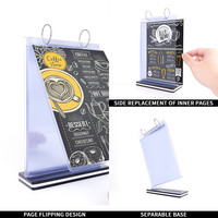 Support d'affichage en acrylique multi-pages - Porte-menu/photo/boissons/publicités en forme de T A6