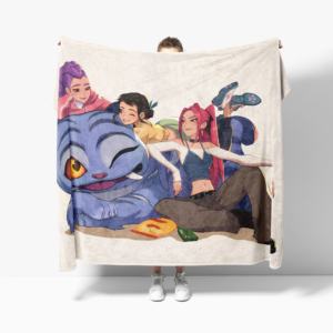 Manta de Franela con Efecto de Patrón Impreso en 3D - Grupo K-POP 'Hunter Girl' - Para Siesta - Aislamiento Cómodo <span class=keywords><strong>y</strong></span> Cálido - Product Image 1