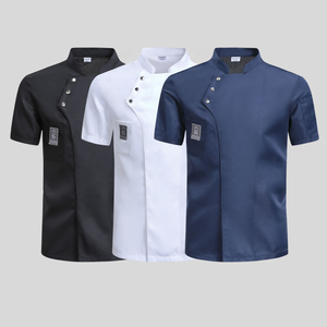 Vêtements de travail professionnels : T-shirt blanc pour la restauration, la cuisine, le chef, le <span class=keywords><strong>boulanger</strong></span>, le serveur, l'hôtelier, la veste de cuisinier, la tenue de café, l'ensemble de travail - Product Image 1