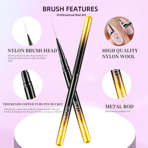 แปรงเพ้นท์เล็บปลายแหลมพิเศษ ขนาด 6 มม.-25 มม. ด้ามโลหะสีดำ สำหรับวาดลายเส้นละเอียด ใช้กับเจลเพ้นท์เล็บ - Product Image 2