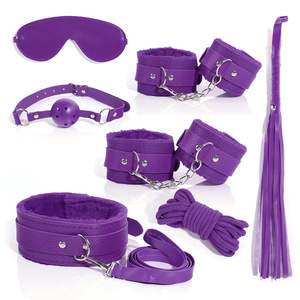 Vente en gros d'équipement de bondage BDSM pour adultes, 7 ensembles de masques pour les yeux pour hommes et femmes, fouet à boule buccale, sangle de retenue des pieds en cuir, jouets sexuels - Product Image 5