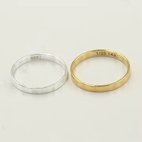 Bagues plates uniques en or rempli 14K de 2,25 mm pour femmes, idéales pour cadeaux et bijoux de fête