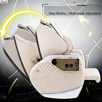 Fauteuil de pédicure moderne beige multifonctionnel électrique inclinable avec massage et bain de pieds pour salon de beauté des ongles
