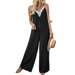 OLAESA 2026 Custom Women Overall Jumpsuit Floral ODM Eco-Friendly Spring/<b>Summer</b> Rayon Viscose Casual Green Square Collar - Product Image 2