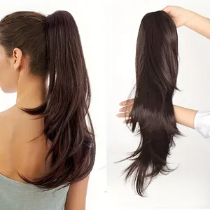 Extensions de cheveux synthétiques ondulées naturelles de 24 pouces avec cordon de serrage, extensions de cheveux à enrouler, extensions de queue de cheval pour femmes - Product Image 6