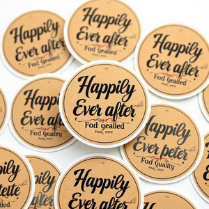 Hạnh phúc mãi mãi sau khi dán 250 nâu kraft phong bì đám cưới con dấu 1.5 tròn lời mời Cổ Tích Cảm ơn bạn dán - Product Image 1