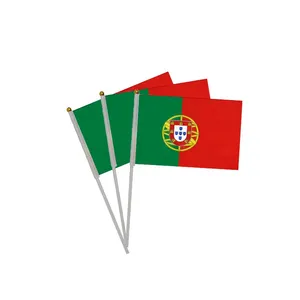 Huiyi evento de fútbol portugués mano ondeando banderas promocionales Mini 14*21Cm publicidad personalizada Portugal mano bandera