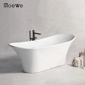 Nhà Máy Giá Luxury Trắng 1.8M bề mặt rắn <span class=keywords><strong>freestanding</strong></span> bồn tắm xách tay với drainer ngâm Tính năng bán buôn phòng tắm - Product Image 2