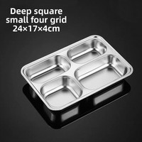Plateau de service rectangulaire en acier inoxydable 304, moderne et minimaliste, à trois compartiments, pour restaurant, hôtel, école, restauration
