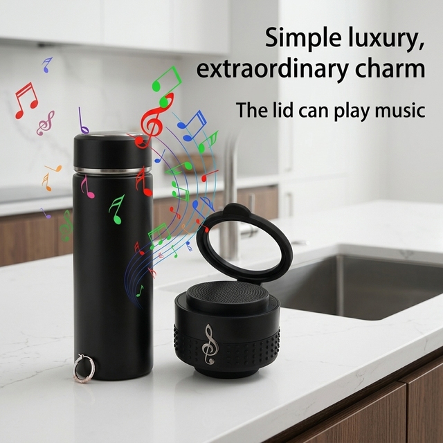Bluetooth Speaker Water Bottle Magnetic Phone Holder 304 Stainless Steel Gym Workout Camping Hiking Daily Office Business Gifts