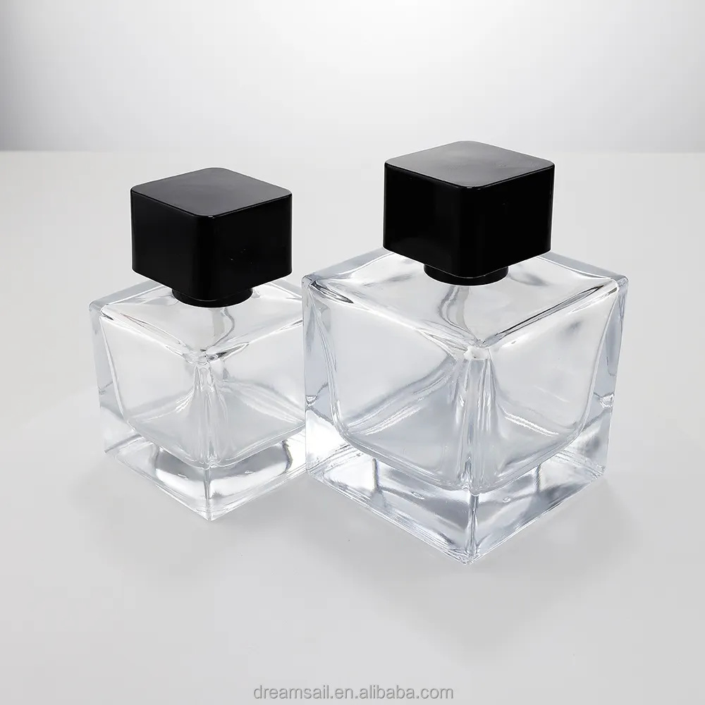 frasco de perfume quadrado de 50ml com atomizador a granel para homem